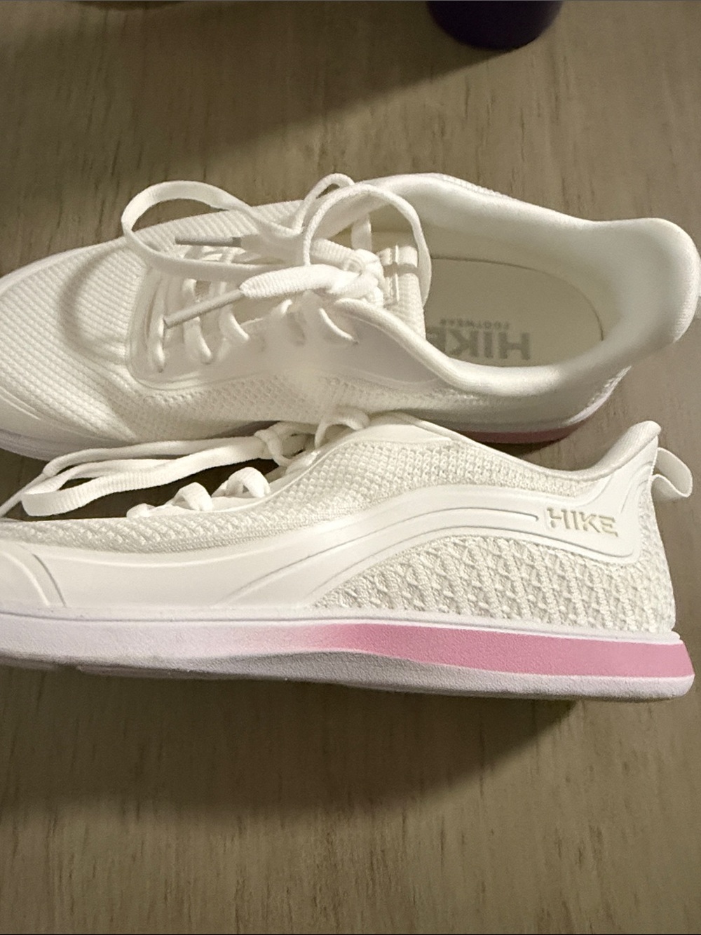 Women's White Hike Sneakers with Pink Accent